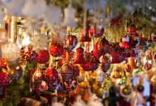 Christmas decoration on a european market