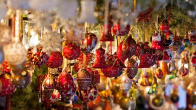 Christmas decoration on a european market