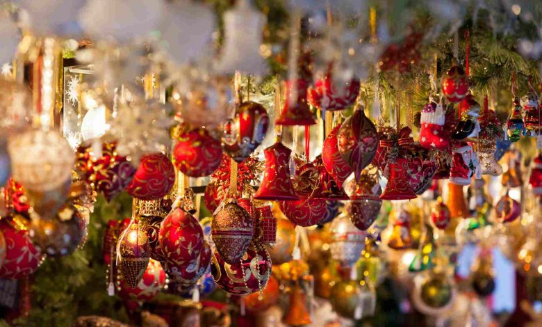 Christmas decoration on a european market
