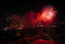 Chinese new year fireworks over makati at night i