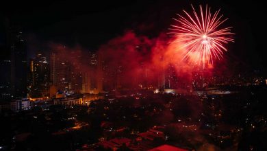Chinese new year fireworks over makati at night i