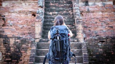 Asian beautiful girl has travel and take a photo a