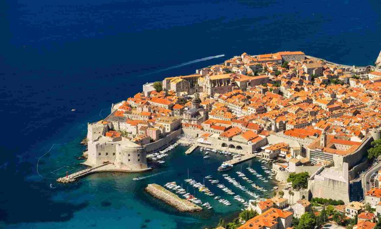 Dubrovnik croatia view on the old town from high
