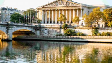 Concordia bridge with national assembly in paris