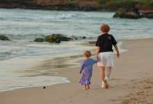 Family on beach hawaii