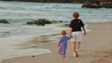 Family on beach hawaii