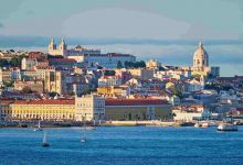 View of lisbon view over tagus river with yachts a