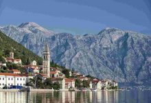 Perast traditional balkan village mountain landsca