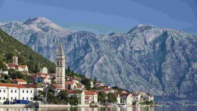 Perast traditional balkan village mountain landsca