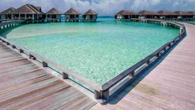 Beautiful beach with water bungalows