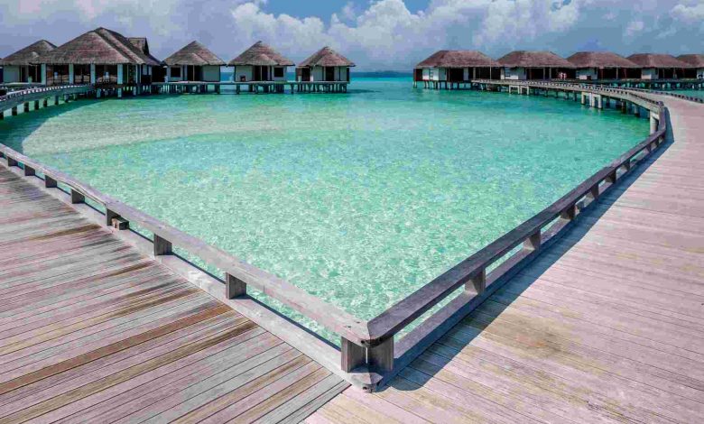 Beautiful beach with water bungalows