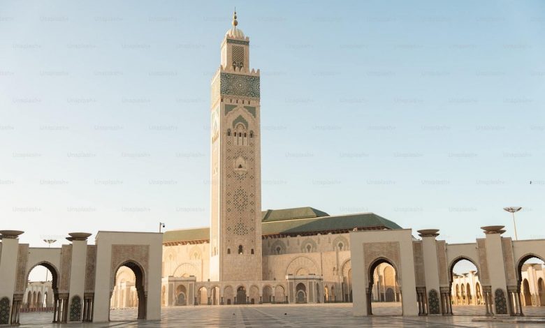 A large white building with a clock tower